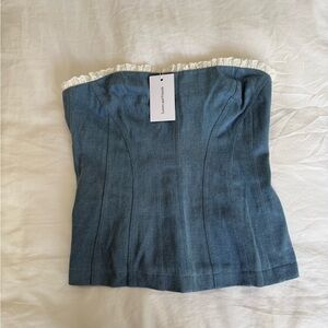 Lovers + Friends Blue Strapless Top
